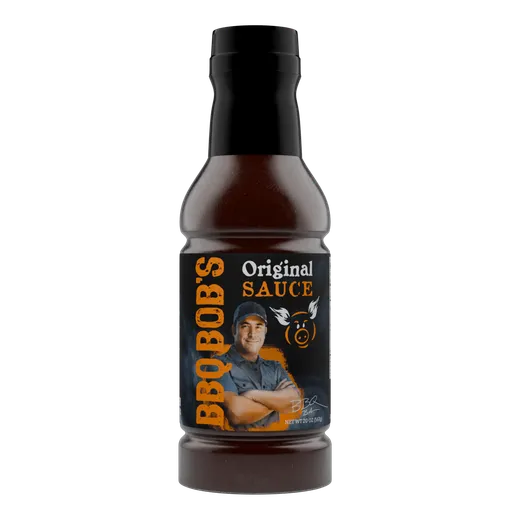 A bottle of BBQ Bob's Original Sauce.