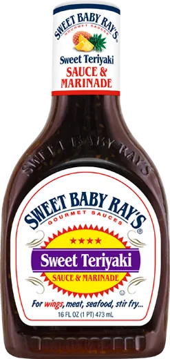 A bottle of Sweet Baby Ray's Sweet Teriyaki Sauce and Marinade.