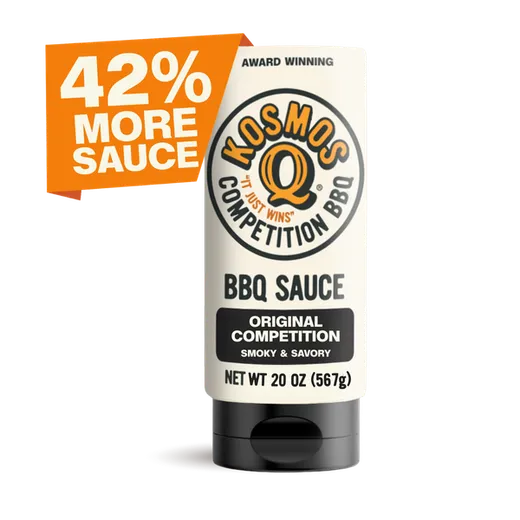 A squeeze bottle of sauce labeled with a banner stating 42 percent more sauce.