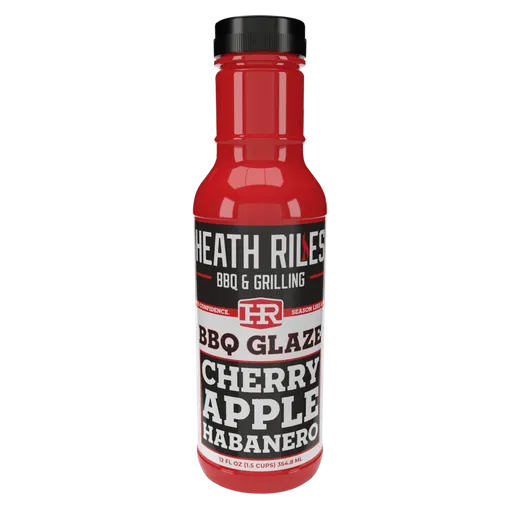 A front view of a Cherry Apple Habanero BBQ glaze bottle.