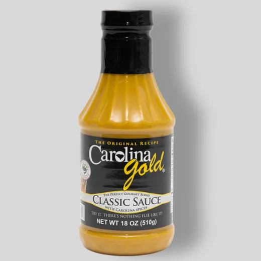 A single bottle of Carolina Gold Classic BBQ Sauce.