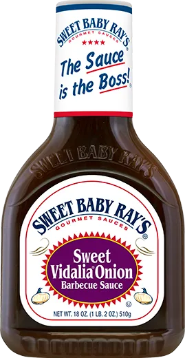 A bottle of Sweet Baby Ray's Sweet Vidalia Onion Barbecue Sauce.