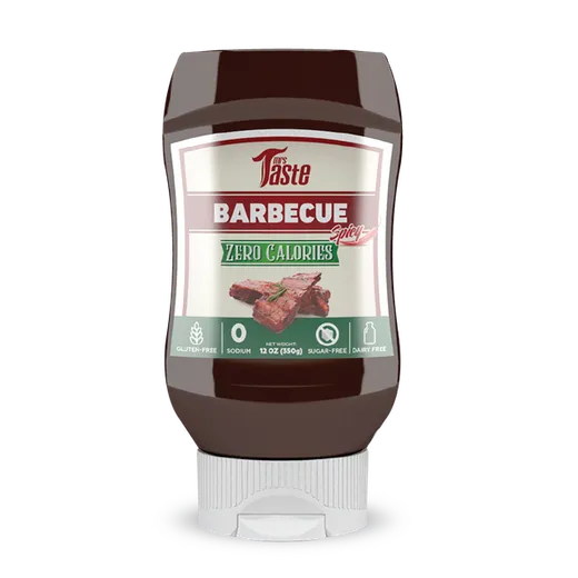 A bottle of Mrs. Taste Spicy Barbecue Sauce.