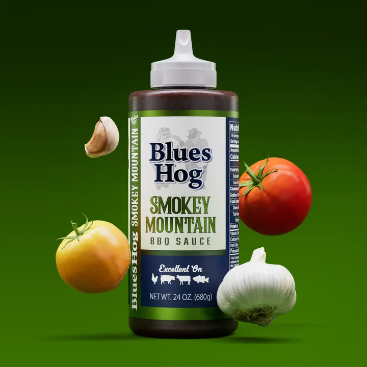 A standard product shot of the Blues Hog Smokey Mountain BBQ Sauce bottle.