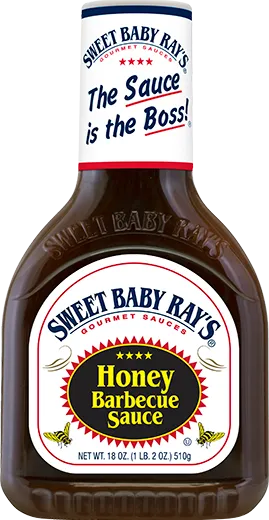 A bottle of Sweet Baby Ray's Honey Barbecue Sauce.