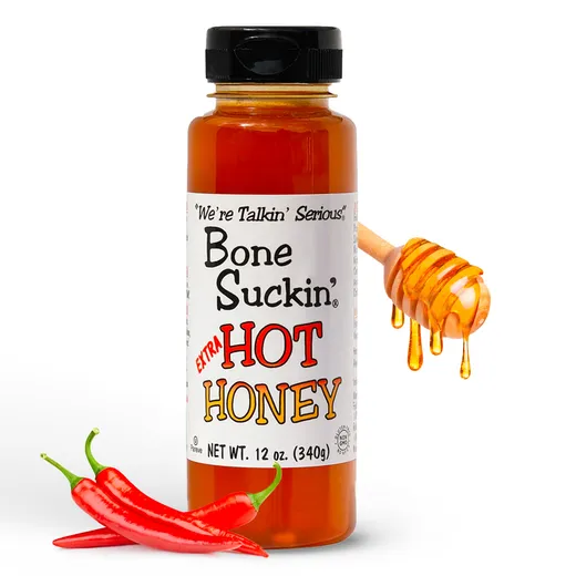 A jar of Bone Suckin' Sweet Southern sauce shown against a white background.