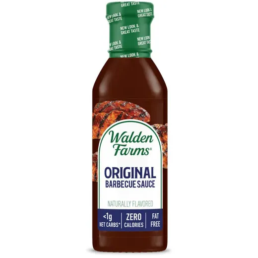 A front-facing view of a bottle of Walden Farms Original Barbecue Sauce.