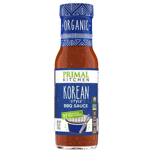 A bottle of Primal Kitchen Korean Style BBQ Sauce.