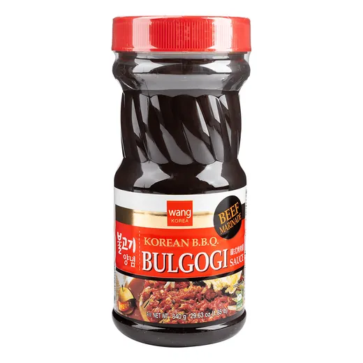 A bottle of Bulgogi Korean BBQ marinade.
