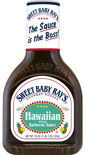 A bottle of Sweet Baby Ray's Hawaiian Style Barbecue Sauce.