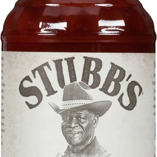 A full bottle of Stubb's Dr Pepper Bar-B-Q Sauce.